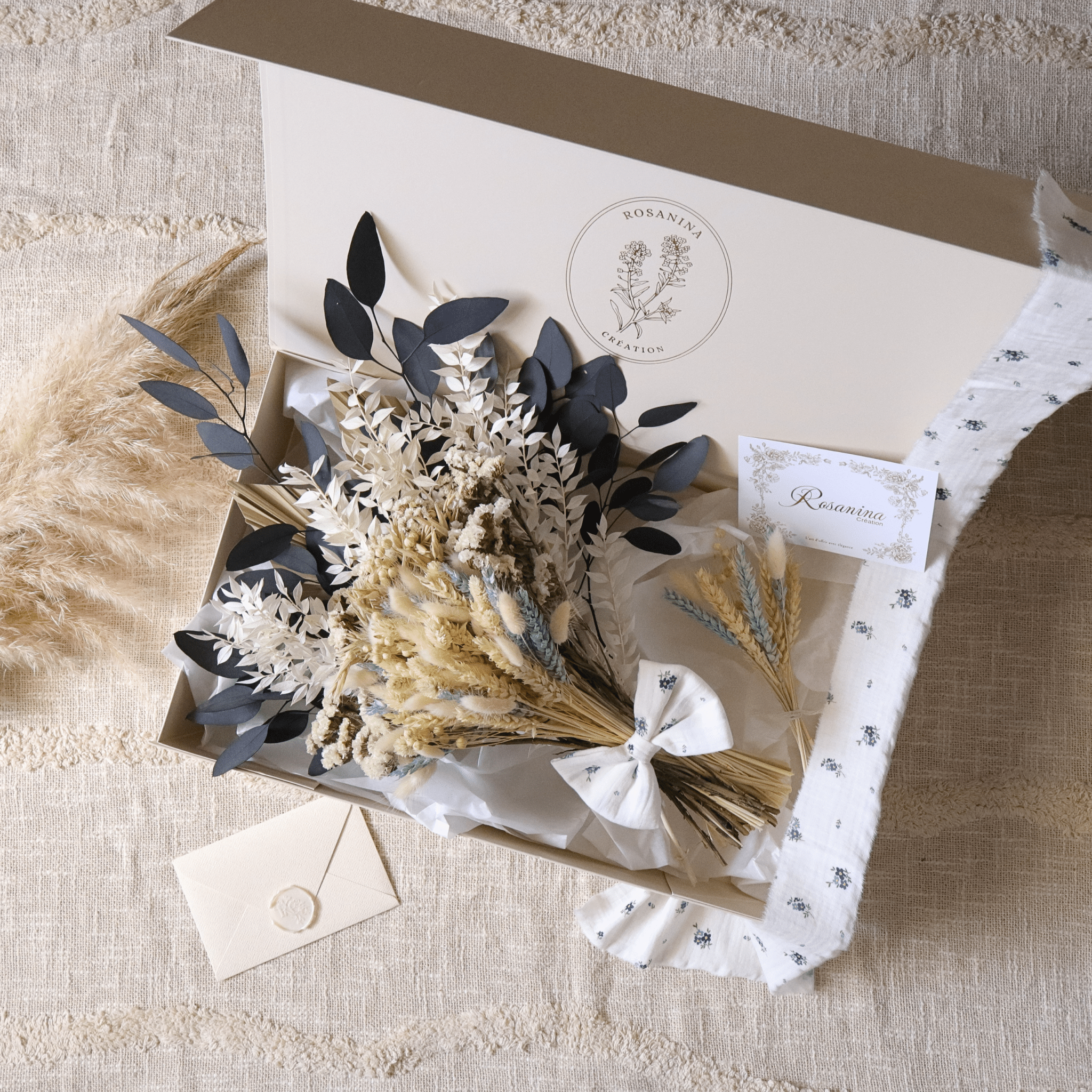 Coffret Bouquet Prestige - Fiona - cadeau naissance prêt à offrir - Rosanina Création