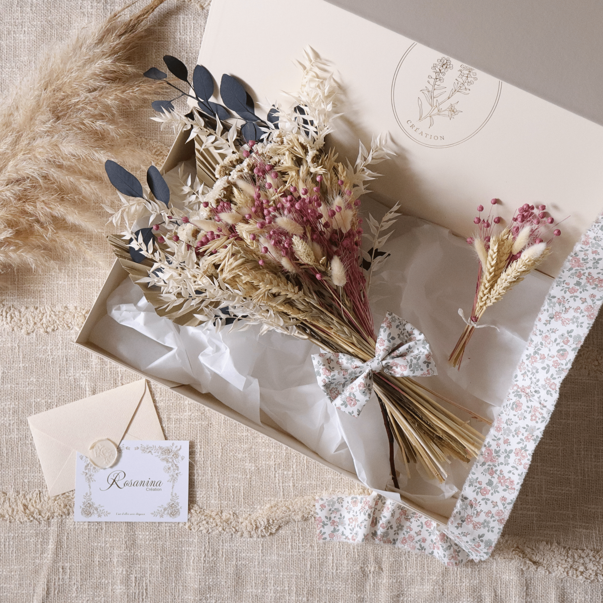 Coffret Bouquet Prestige - Bélinda - cadeau naissance prêt à offrir - Rosanina Création