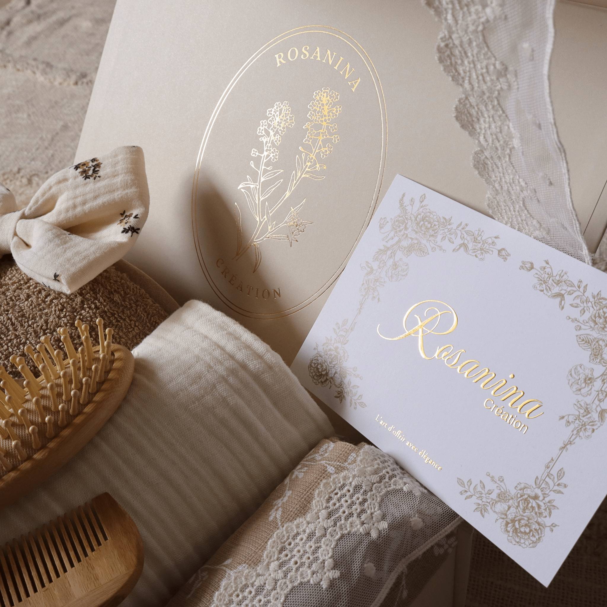 Coffret Petite Attention Signature - Rose - cadeau naissance prêt à offrir - Rosanina Création