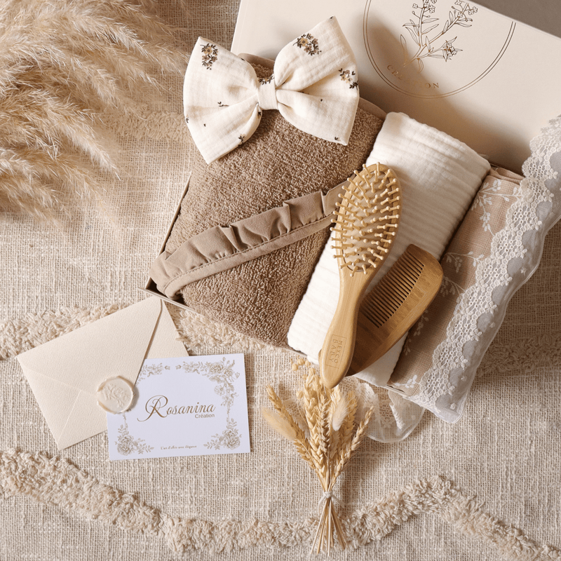 Cadeau de baby shower avec coffret bébé Rosanina Création