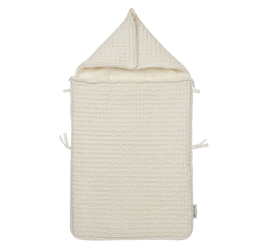 Chancelière bébé Waffle Teddy Nature Meyco Baby beige pour poussette et siège auto