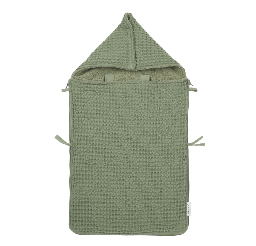 Chancelière bébé Waffle Teddy Vert Olive Meyco Baby pour poussette