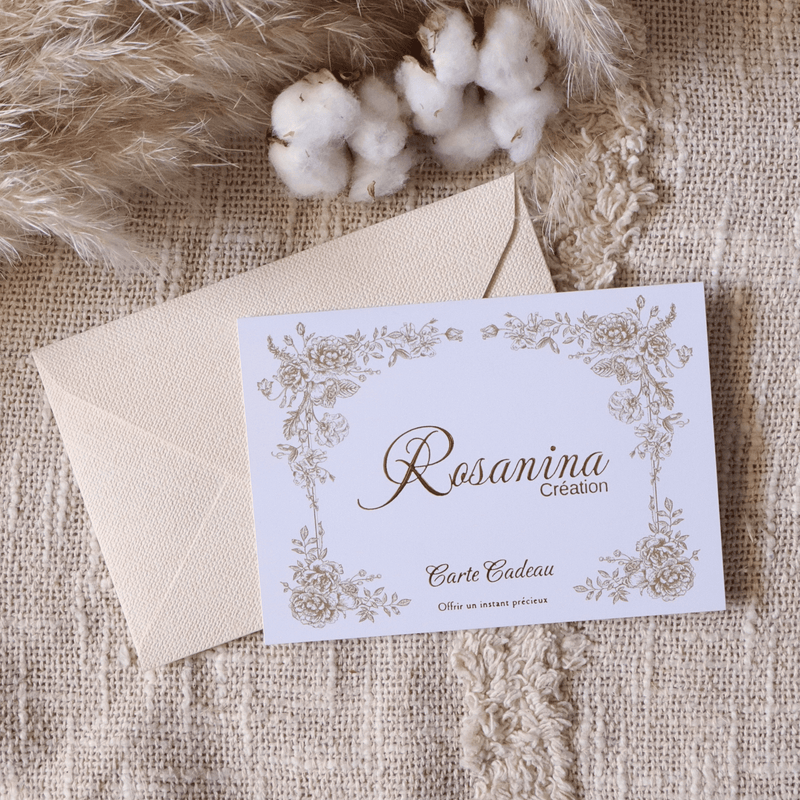 Carte cadeau papier – Présentation élégante avec enveloppe - cadeau naissance prêt à offrir - Rosanina Création