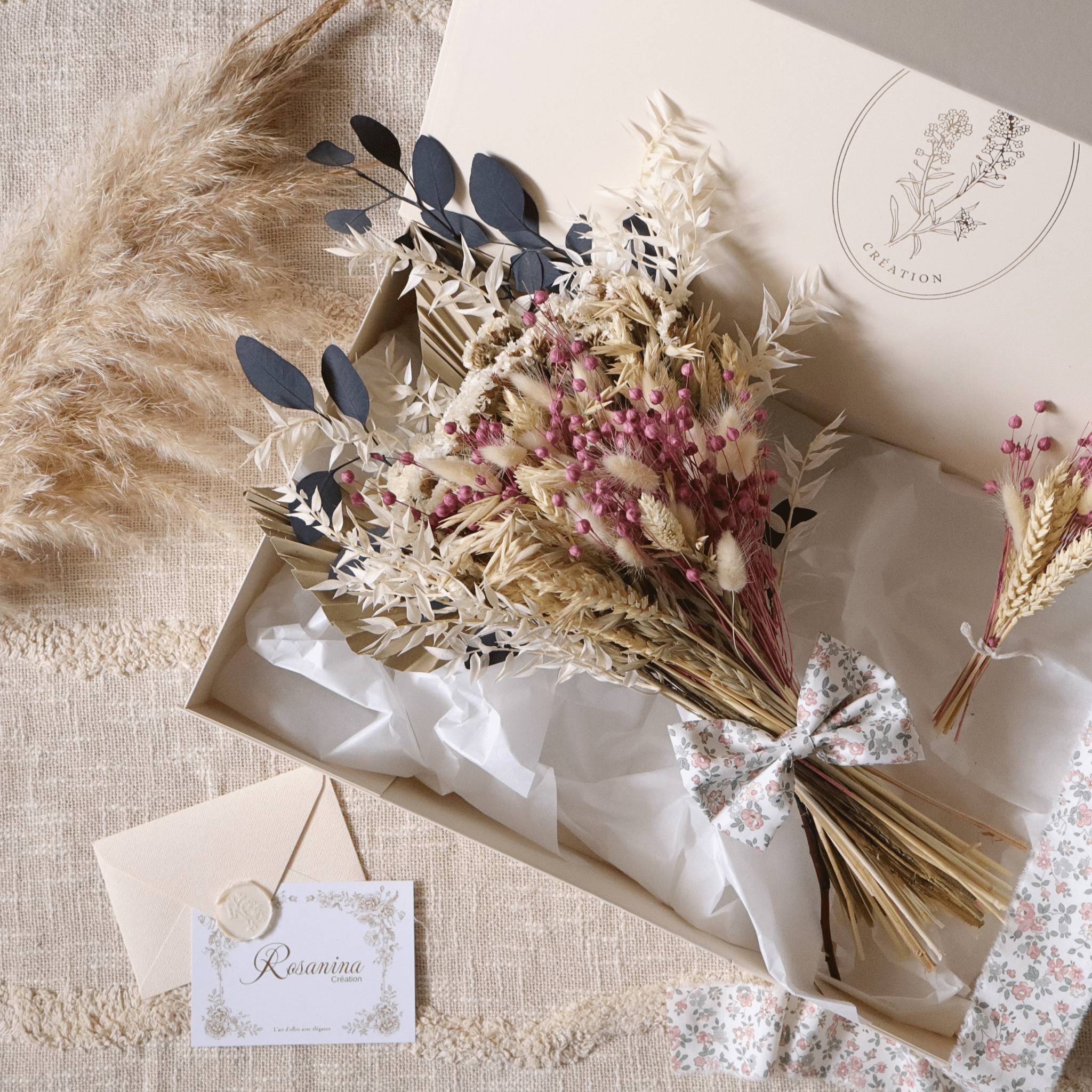 Coffret Bouquet Prestige - Bélinda - cadeau naissance prêt à offrir - Rosanina Création