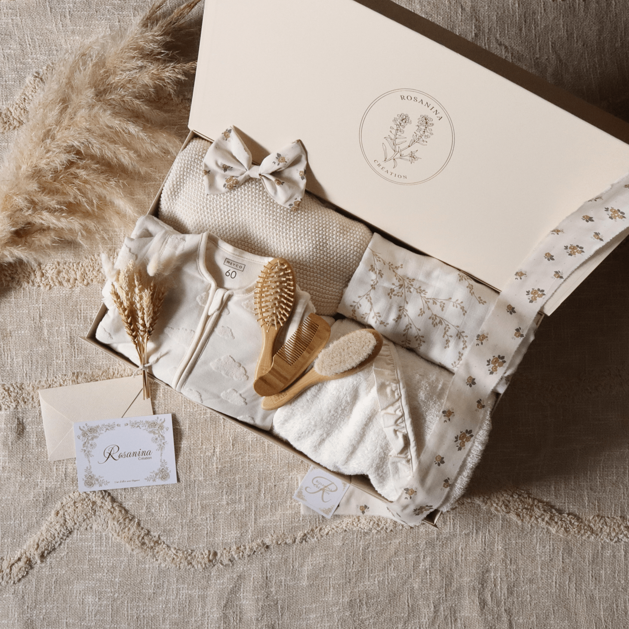 Coffret Naissance Signature - Douceur - cadeau naissance prêt à offrir - Rosanina Création