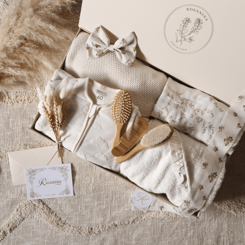 Coffret Naissance Signature - Douceur - cadeau naissance prêt à offrir - Rosanina Création