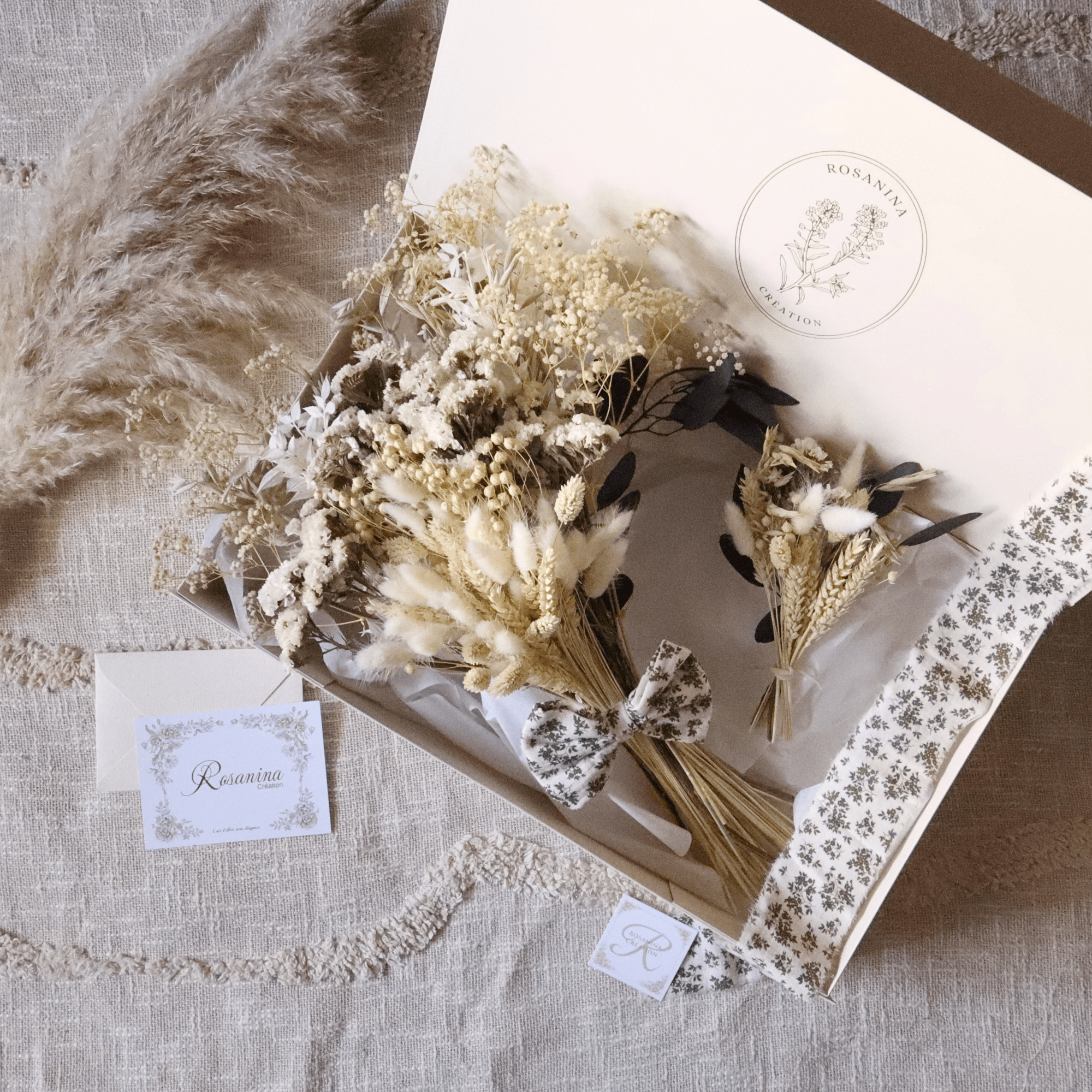 Coffret bouquet Prestige - Eucalyptus - cadeau naissance prêt à offrir - Rosanina Création