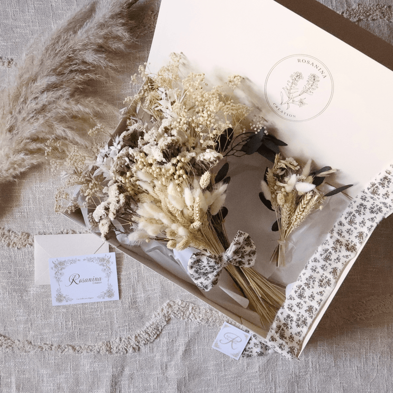 Coffret bouquet Prestige - Eucalyptus - cadeau naissance prêt à offrir - Rosanina Création