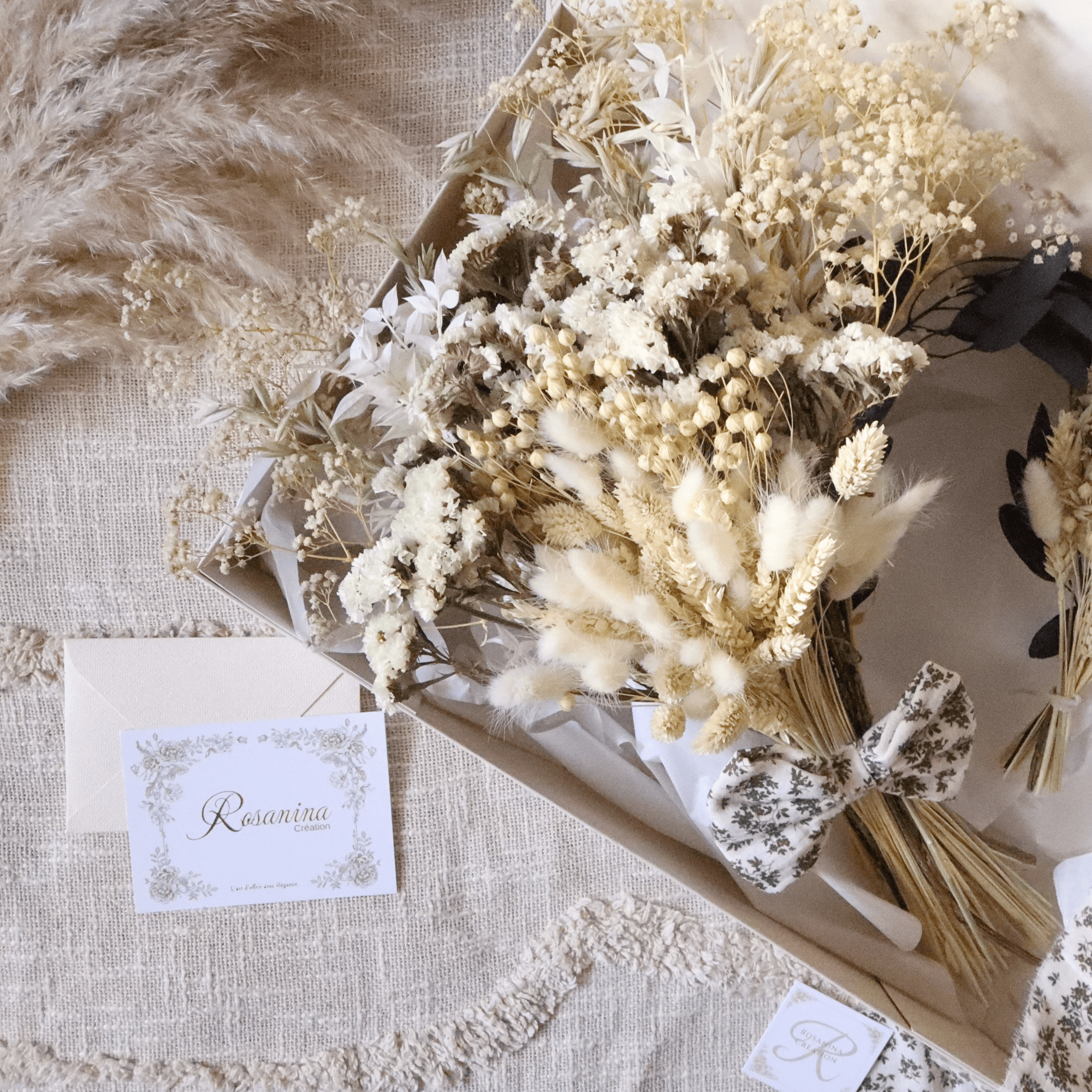Coffret bouquet Prestige - Eucalyptus - cadeau naissance prêt à offrir - Rosanina Création