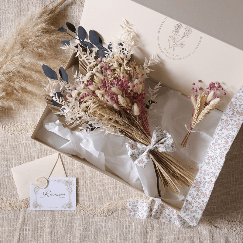 Coffret Bouquet Prestige - Bélinda - cadeau naissance prêt à offrir - Rosanina Création