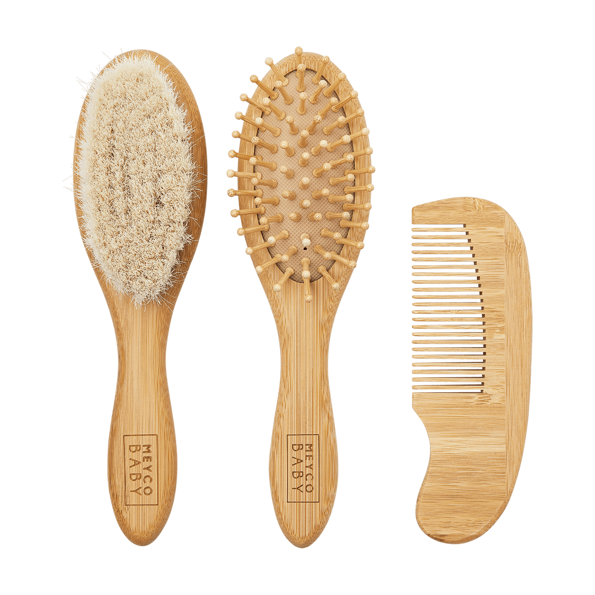 Set coiffure bébé 3 pièces en bambou naturel Meyco Baby